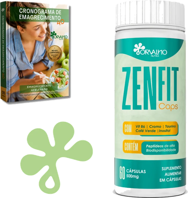 1 frasco de ZenFit Caps com o ebook Cronograma de Emagrecimento